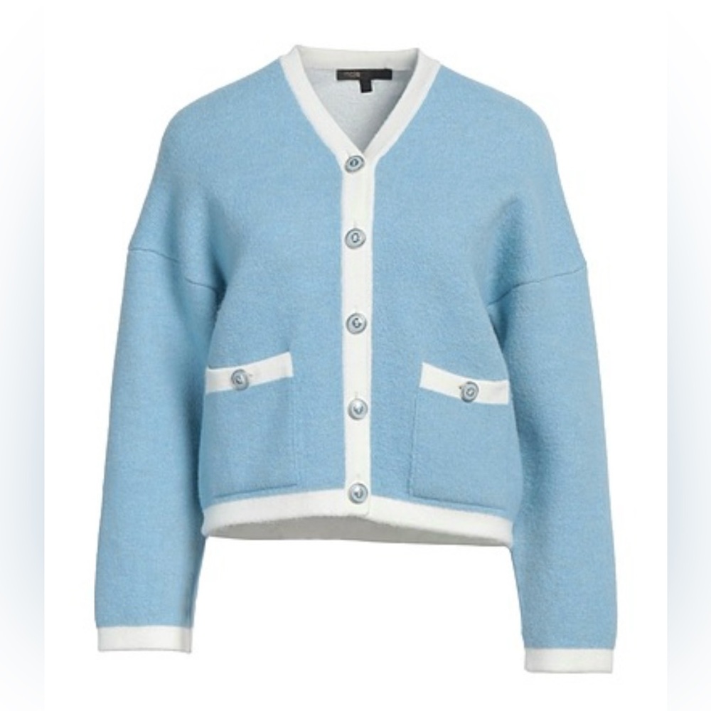 Blue and White Cardigan Sweater Maje, size 3 - Picture 2 of 6